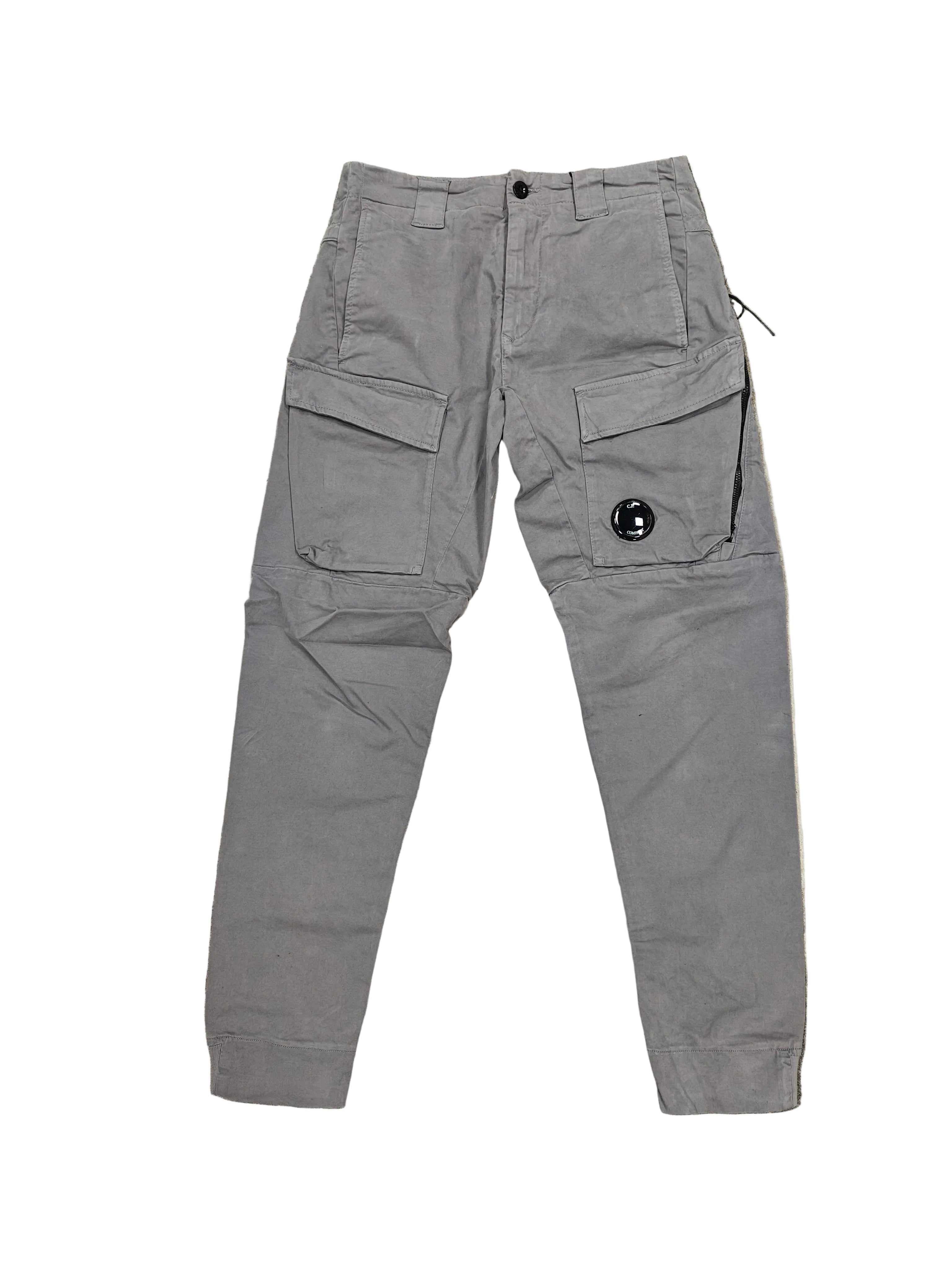 Cp Company 231A Satin Stretch Lens Cargo Pants In Excalibur Grey