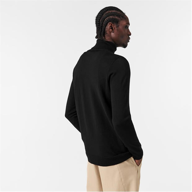 Stone Island Ribbed Light Wool Turtleneck Sweatshirt In Black