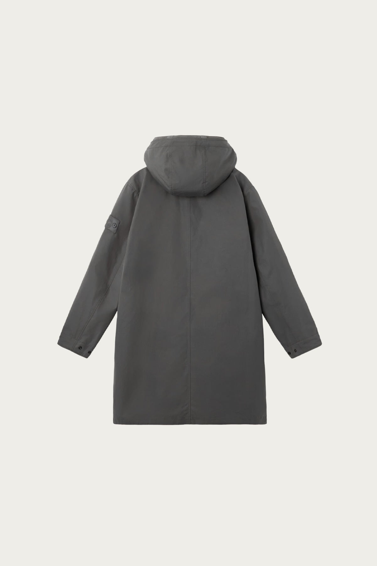 Stone Island Long Hooded Parka With Sheepskin Hood In Grey