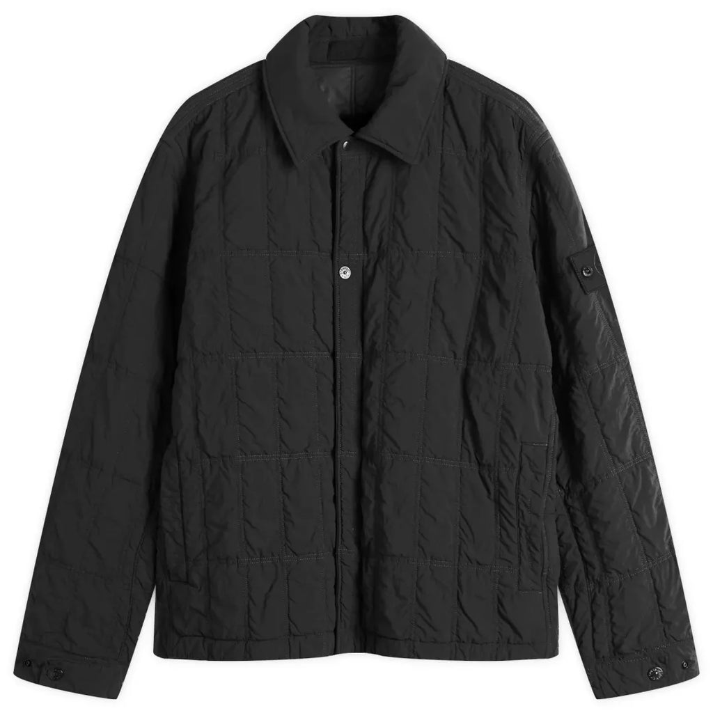 Stone Island Nylon Smerigliato Ghost Primaloft Overshirt In Black