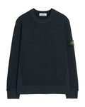 Stone Island Organic Cotton Waffle Sweatshirt In Navy