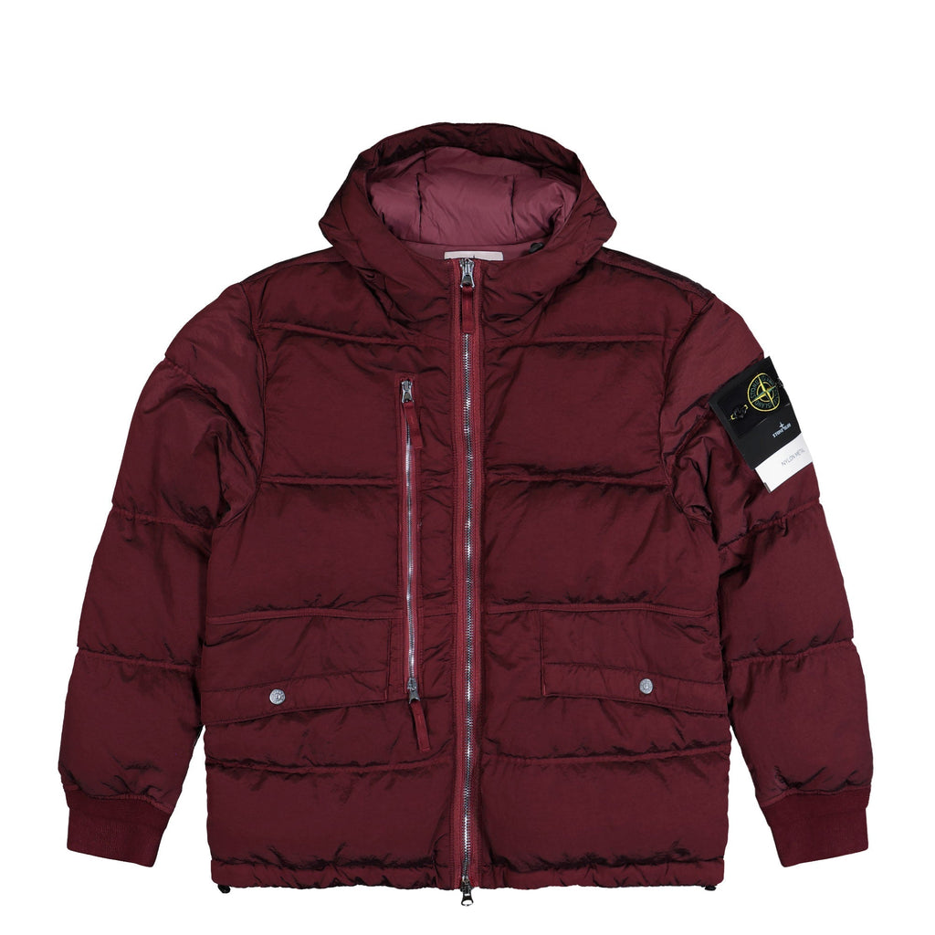 Stone Island Nylon Metal Down Jacket In Burgundy