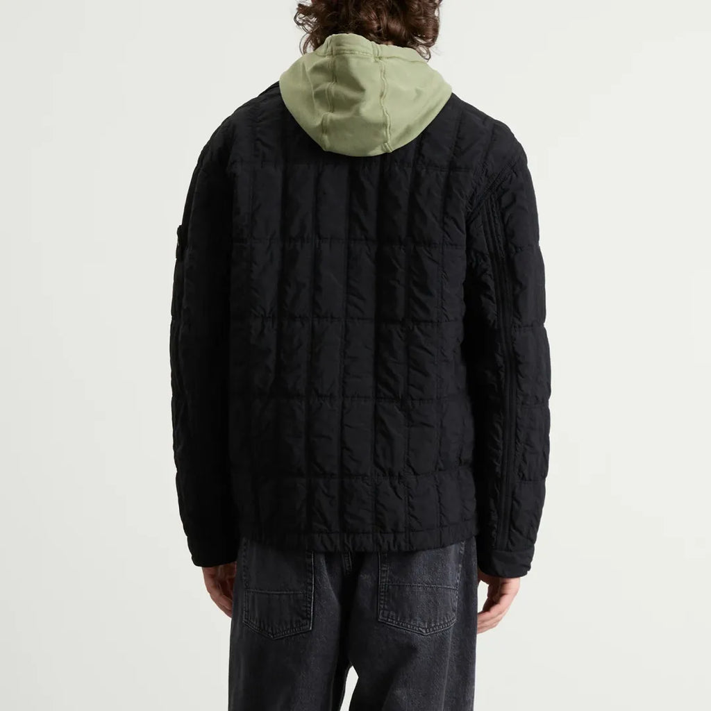 Stone Island Nylon Smerigliato Ghost Primaloft Overshirt In Black
