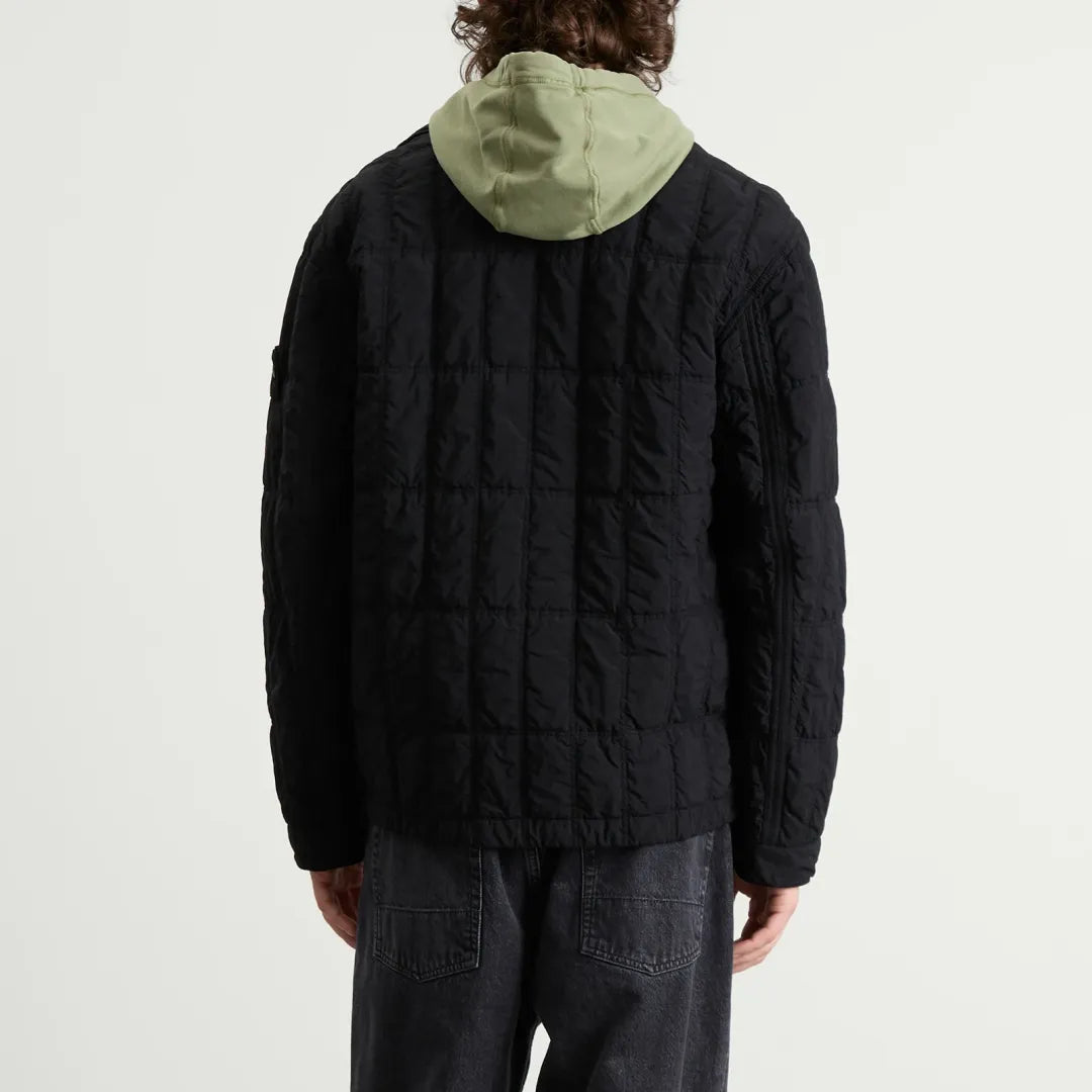Stone Island Nylon Smerigliato Ghost Primaloft Overshirt In Black