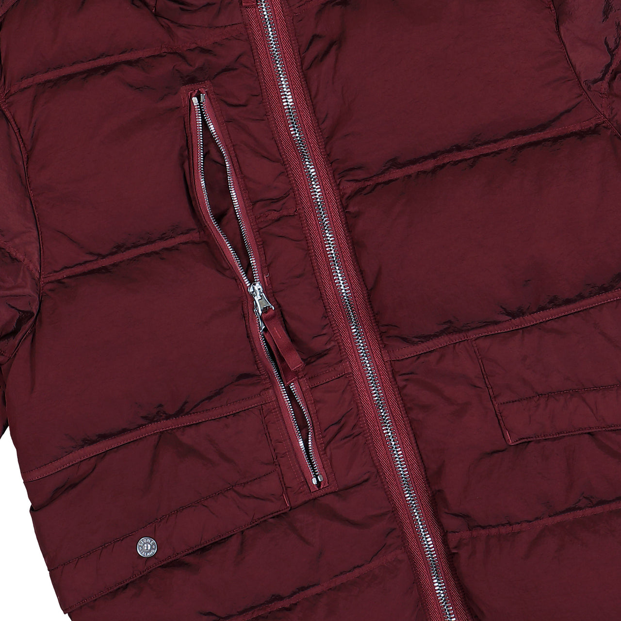 Stone Island Nylon Metal Down Jacket In Burgundy