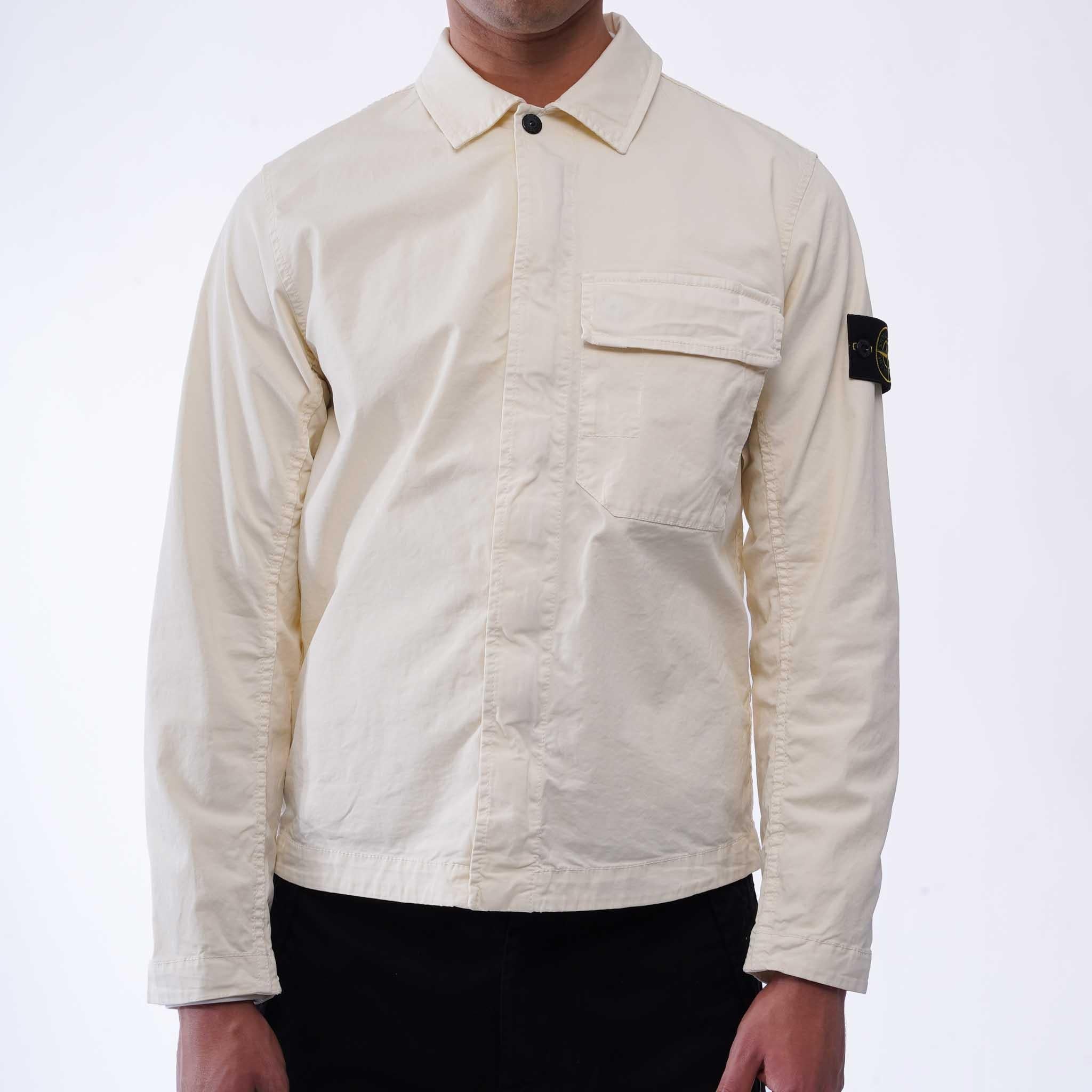 [Stone Island] Stretch Organic Cotton Twill Garment Dyed Shirt